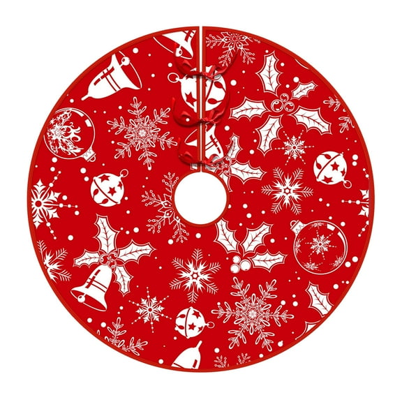 A 48-Inch Christmas Tree Skirt With Bordered Edge, Polyester Fabric Mat For Gift Base And Decor