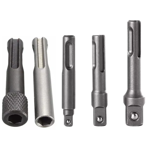 STARLIGHT- 5Pc Sds Plus 1/4 Hex Socket Driver Hammer Drill Bit Chuck Adaptor Bar Kit Set Us