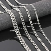 GAOMIN E-COMMERCE (A:4mmx18in) Size 4-6mm Men's Necklace Stainless Steel Cuban Link Chain Hip Hop Jewelry Gift