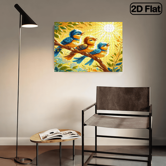 A 500 - piece 2D flat horizontal puzzle featuring three birds on a branch, USA 250th Anniversary, size 20.4 * 14.9 inches.