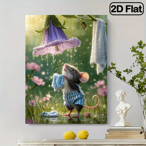 A 500pcs Adult Mini Puzzle Featuring Anime Character and Landscape Themes, High Difficulty, Suitable for Adults. 20.4x15in