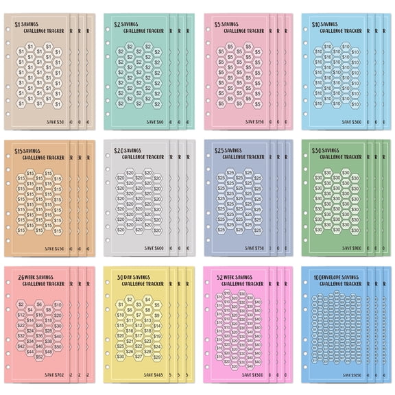 A 6 48 Sheets 52 Weeks Save Challenge Envelopes Save Money USD Envelopes Budget Planner Easy to Save for Family