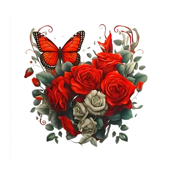 A 6 Inch Red Rose Wall Sticker Waterproof Car Bathroom Tile Decoration Romantic Design