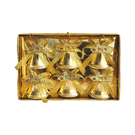 A 6-Pack Christmas Jingle Bells, Santa Snowman Reindeer Bear Ornaments, Hanging Tree Decor Set