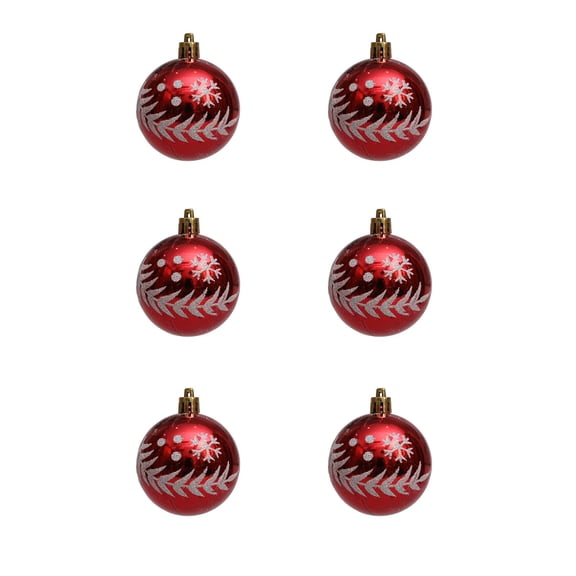 A 6 Pcs Hand Painted Electroplated Christmas Balls Willows Snowflake Design Plastic Hanging Ornaments For Tree Home Holiday Decor