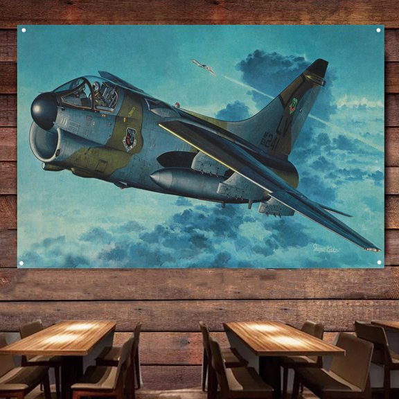 A-7 Corsair II Fighter Plane Poster Wall Hanging Flag - 38" x 57" Air Force Art Banner For Military Buffs - Home Wall Decoration Painting - Best Gift for Army Fans