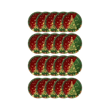 A 7 Inch Christmas Disposable Paper Plates Set Of 20 With Holiday Tree Design For Parties And Family Dinners