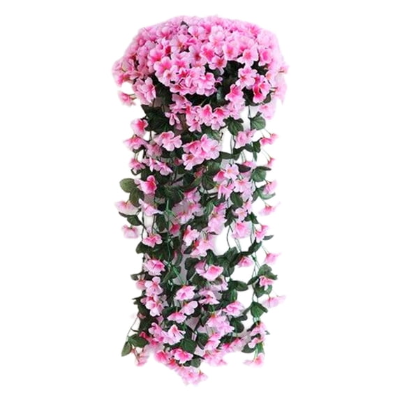 A 85Cm Uv Resistant Artificial Violet Flower Display In Rattan Hanging Basket Durable Indoor Outdoor Decoration #cDc1k