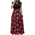A980 Burgundy Wine Women Hawaiian Shirt Tropical Maxi Long Dresses