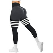 A AGROSTE Seamless Workout Leggings for Women Scrunch Butt Lifting Leggings Booty High Waisted Yoga Pants Gym Leggings Black-L