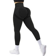 A AGROSTE Scrunch Butt Lifting Seamless Leggings Booty High Waisted Workout Yoga Pants Anti-Cellulite Scrunch Pants Black-L