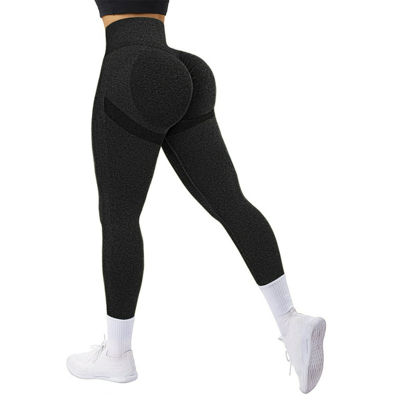 A AGROSTE Scrunch Butt Lifting Seamless Leggings Booty High Waisted Workout  Yoga Pants Anti-Cellulite Scrunch Pants Black-S