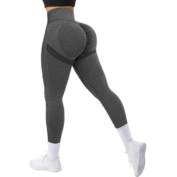 A AGROSTE Scrunch Butt Lifting Seamless Leggings Booty High Waisted Workout Yoga Pants Anti-Cellulite Scrunch Pants Grey-M