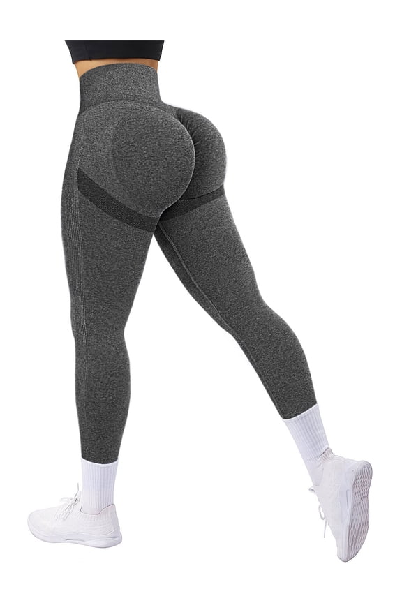 Scrunch Butt Lifting Seamless Leggings Booty High Waisted Workout Yoga Pants Anti-Cellulite Scrunch Pants Grey-XL