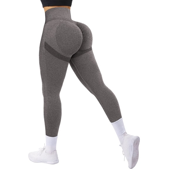 A AGROSTE Scrunch Butt Lifting Seamless Leggings Booty High Waisted Workout Yoga Pants Anti-Cellulite Scrunch Pants HempGrey-L