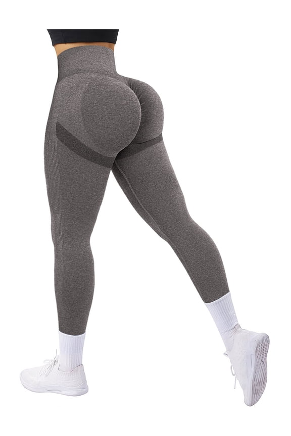 Scrunch Butt Lifting Seamless Leggings Booty High Waisted Workout Yoga Pants Anti-Cellulite Scrunch Pants HempGrey-L