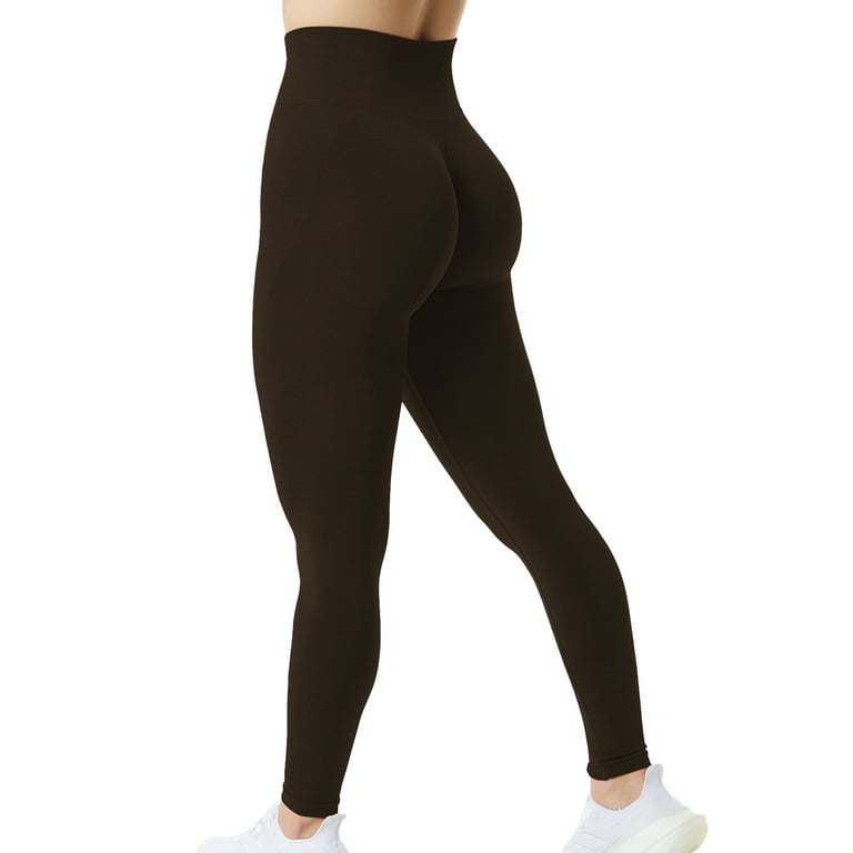 A AGROSTE Seamless Butt Lifting Leggings for Women Booty High Waisted  Workout Yoga Pants Scrunch Gym Leggings Brown-XL