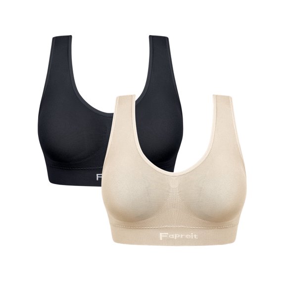 A AGROSTE Women's 2/3 Pack Seamless Wireless Low Support Workout Sports Bra Comfy Sleep Bra with Removable Padded