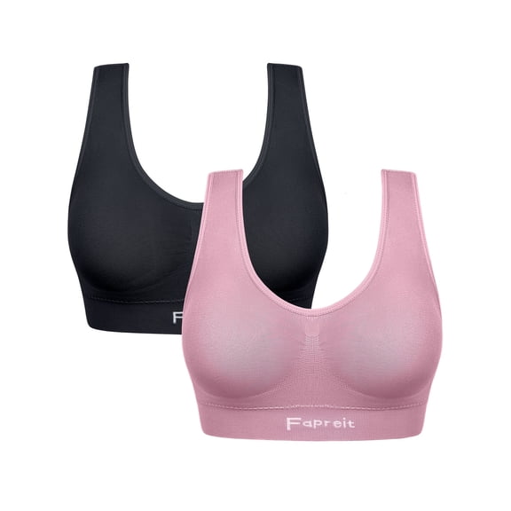 A AGROSTE Women's 2/3 Pack Seamless Wireless Low Support Workout Sports Bra Comfy Sleep Bra with Removable Padded