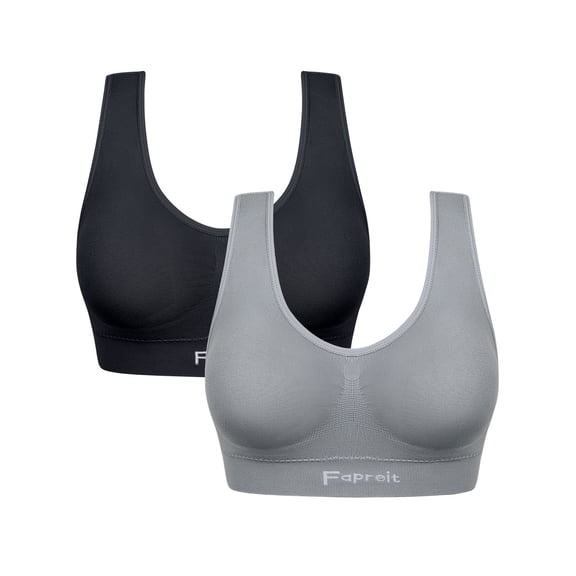 A AGROSTE Women's 2/3 Pack Seamless Wireless Low Support Workout Sports Bra Comfy Sleep Bra with Removable Padded