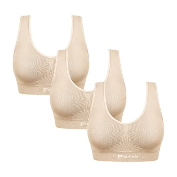 A AGROSTE 3 Pack Sports Bra for Women Seamless Wireless Low Support Workout Bra Comfy Sleep Bra with Removable Padded