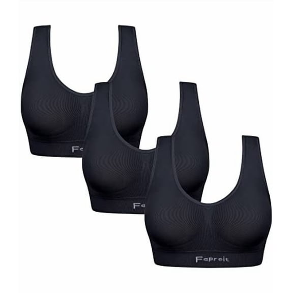 A AGROSTE 3 Pack Sports Bra for Women Seamless Wireless Low Support Workout Bra Comfy Sleep Bra with Removable Padded