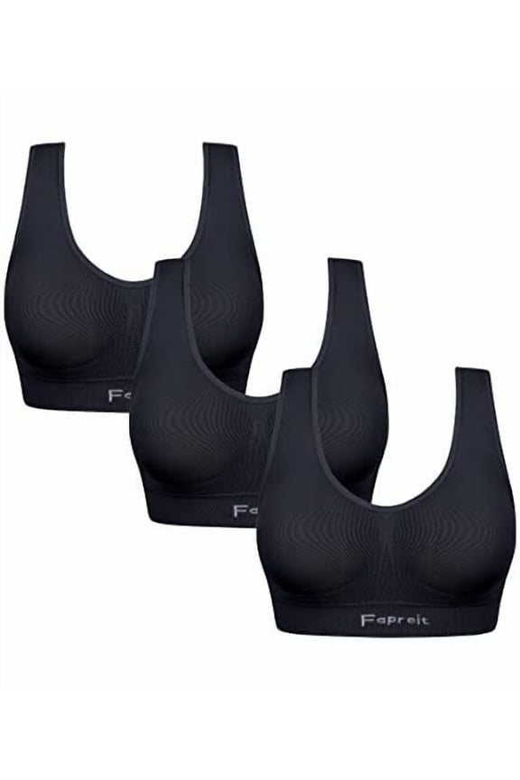 3 Pack Sports Bra for Women Seamless Wireless Low Support Workout Bra Comfy Sleep Bra with Removable Padded