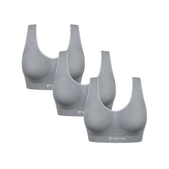 A AGROSTE 3 Pack Sports Bra for Women Seamless Wireless Low Support Workout Bra Comfy Sleep Bra with Removable Padded