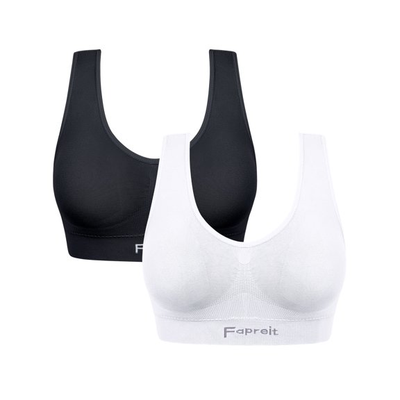 A AGROSTE Women's 2/3 Pack Seamless Wireless Low Support Workout Sports Bra Comfy Sleep Bra with Removable Padded