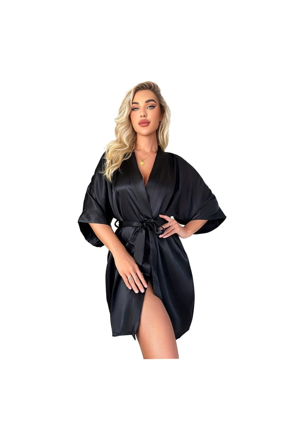 Women's Pure Short Silky Robes Bridesmaid Bride Party Satin Robes Sleepwear