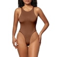 thumbnail image 1 of A AGROSTE Women's Seamless Slimming Crew Neck Thong Bodysuit Outfits with Sleeveless Body Shaper Tank Tops, 1 of 8