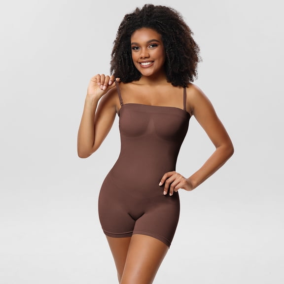 A AGROSTE Women's Seamless Strap Shapewear Rompers with Built-in Bra Butt Lifting Tummy Control Full Body Shapewear Bodysuit