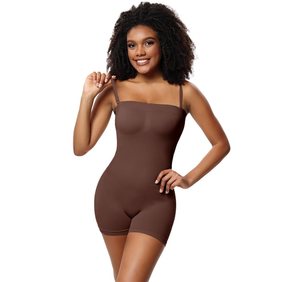 A AGROSTE Women's Seamless Strap Shapewear Rompers with Built-in Bra Butt Lifting Tummy Control Full Body Shapewear Bodysuit