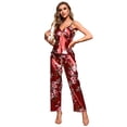 thumbnail image 1 of A AGROSTE Women's Silk Satin Pajamas Set 2 Pcs Floral Silky Pj Sets Sleepwear Cami Nightwear with Pant, 1 of 8