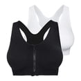 thumbnail image 1 of A AGROSTE Women's Zip Front Closure Sports Bra - Seamless Wirefree Post Surgery Zipper Padded Racerback Workout Gym Yoga Bras, 1 of 6