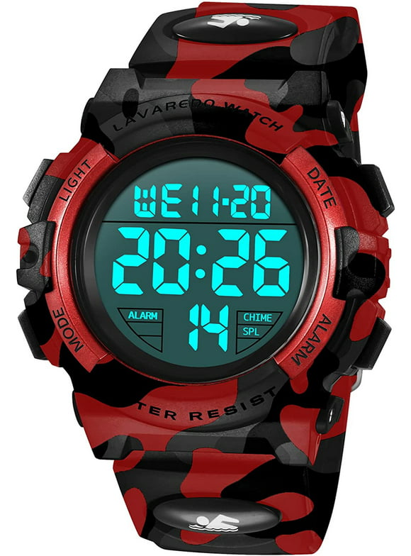 A ALPS Kids Watch, Boys Sports Digital Waterproof Led Watches with Alarm Stopwatch Wrist Watches for Boy Girls age 5-7-10-12