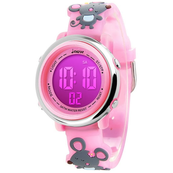 A ALPS Kids Watches 3D Cartoon Wristwatch for Girls Boys Digital Waterproof Wristwatch with 7 Color Lights Birthday Christmas Gift for Kids Ages 3-12