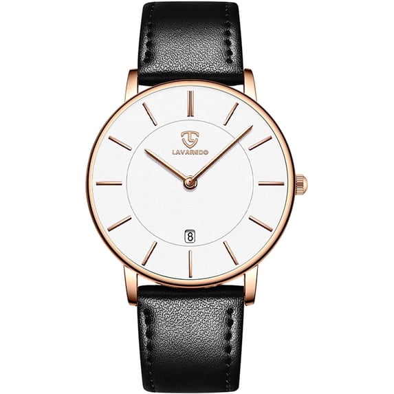 A ALPS Mens Watches Fashion Quartz Men's Watches Ultra Thin Minimalist Wristwatches with Leather Strap Gift for Man Father's Day Gifts