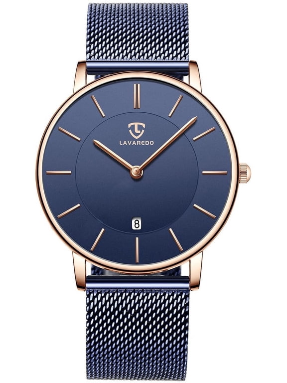 A ALPS Mens Watches Fashion Quartz Men's Watches Ultra Thin Minimalist Wristwatches with Stainless Steel Strap Gift for Man Father's Day Gifts