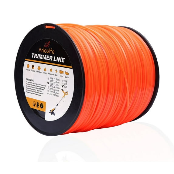 A ANLEOLIFE 5-Pound Commercial Square .095-Inch-by-1280-ft String Trimmer Line in Spool,with Bonus Line Cutter, Orange