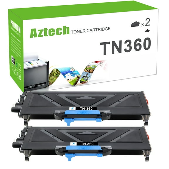 A AZTECH 2-Pack Compatible Toner Cartridge for Brother TN360 TN-360 TN330 TN-330 to use with HL-2140 HL-2170W MFC-7840W MFC-7340 MFC-7440N MFC-7345N DCP-7030 DCP-7040 Printer Ink (Black, 2-Pack)