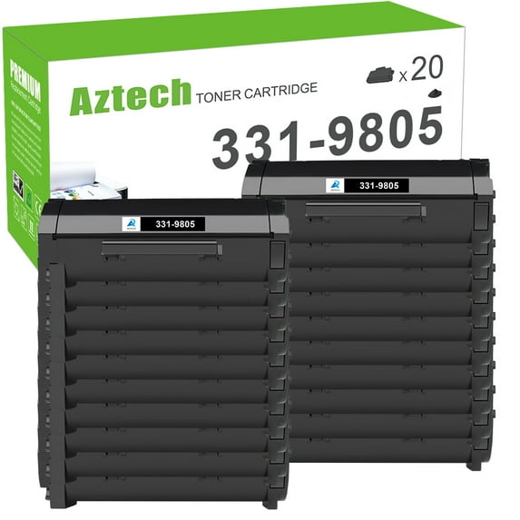 A AZTECH 20-Pack Compatible Toner Cartridge for Dell 331-9805 Laser Printer B2360d B2360dn B3460dn B3465dn B3465dnf (Black)