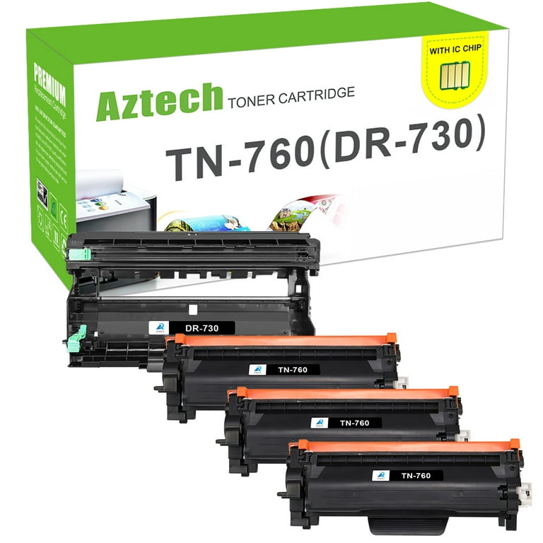 4PK Toner Compatible With Brother TN760 DR730 MFC-L2710DW