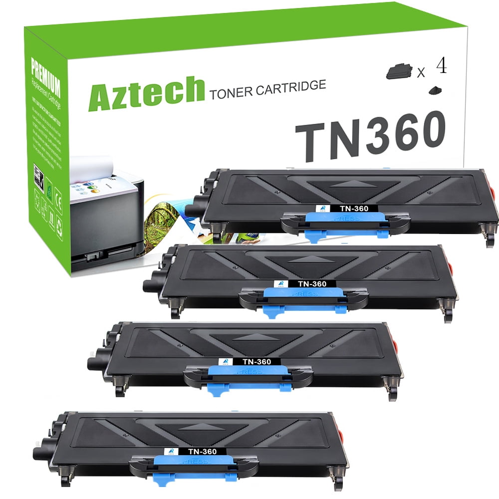 A AZTECH 4 Pack Compatible Toner Cartridge for Brother TN 360 HL 2140 2150 2150N 2170 2170W Printer Ink Black Walmart Business Supplies