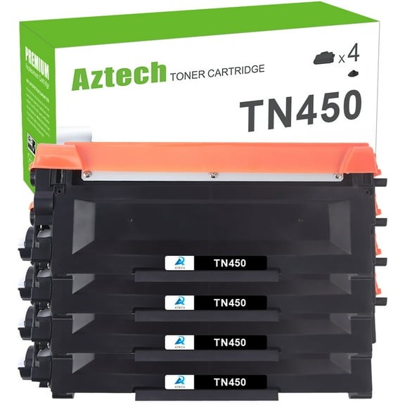 A AZTECH 4-Pack Compatible Toner Cartridge for Brother TN-450 HL-2230 HL-2270DW HL-2280DW DCP-7065DN MFC-7360N MFC-7860DW Printer (Black)