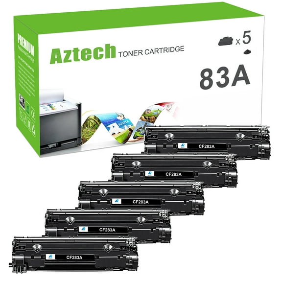 A AZTECH 5-Pack Compatible Toner Cartridge for HP 83A CF283A Work with Laserjet Pro M201dw M202dw M125a M125nw M126nw M127fn M128fn M128fw M225dn M225DW M126a M201n Printer (Black
