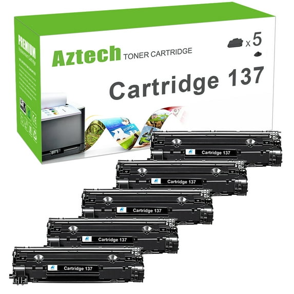 A AZTECH 5-Pack Compatible Toner Cartridge for Canon 137 imageCLASS MF211 MF212w MF216n MF217w MF229dw MF247dw MF244dw (Black)
