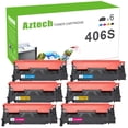thumbnail image 1 of A AZTECH 6-Pack Compatible Toner Cartridge for Samsung CLT-K406S K406 CLP-360 CLP-365W CLX-3305FW C460W C410W with Chip (3*Black,Cyan,Magenta,Yellow), 1 of 11