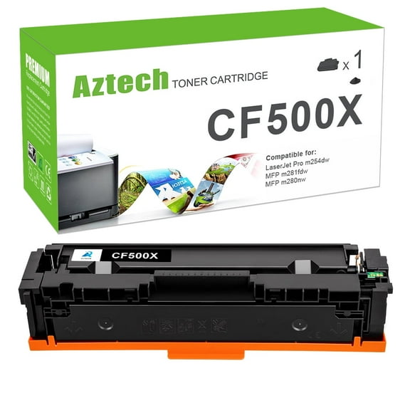 A AZTECH Compatible Toner Cartridge Replacement for HP 202X CF500X Works with HP Color Pro MFP M281fdw M281cdw M254dw M281fdn M254dn M254nw M281 M254 Printer Ink (Black, 1-Pack)