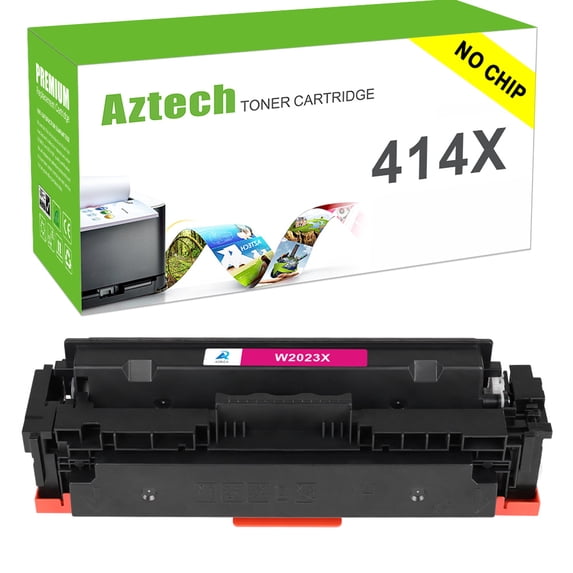 A AZTECH NO Chip 1-Pack Compatible Toner Cartridge for HP W2023X 414X for Color LaserJet M454,Color LaserJet Pro MFP M479 Printer,with Tools (Magenta)